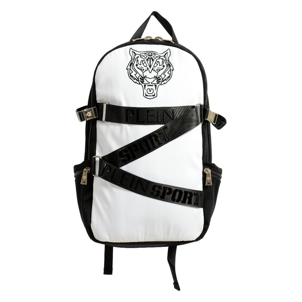 Plein Sport Unisex White "ZAINO RUNNER" Backpack Bag